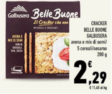 Cracker Belle Buone Galbusera avena e mix di semi 5 cereali e sesamo - 200 g