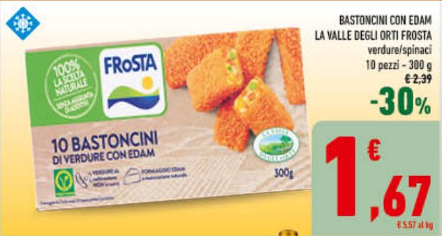 Bastoncini con edam La Valle degli Orti Frosta, 10 pezzi, 300 g