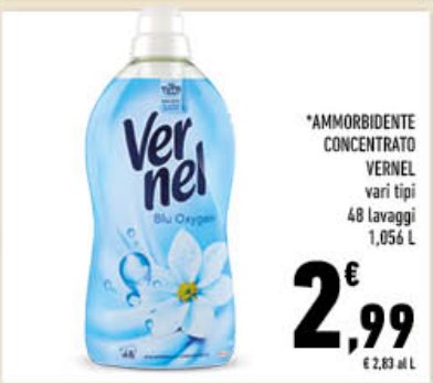Ammorbidente concentrato Vernel Blu Oxygen, 48 lavaggi, 1,055 L