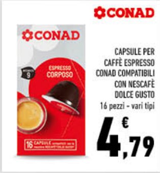 Capsule per caffè espresso Conad compatibili con Nescafé Dolce Gusto, 16 pezzi - vari tipi