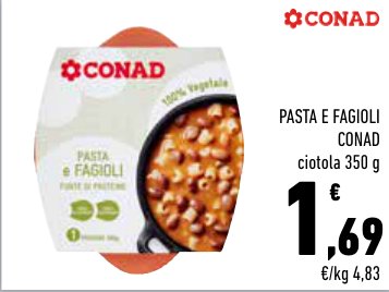 Pasta e fagioli Conad, ciotola 350 g