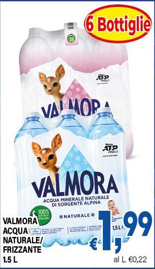 Acqua Naturale/Frizzante 1,5 L, confezione 6 bottiglie