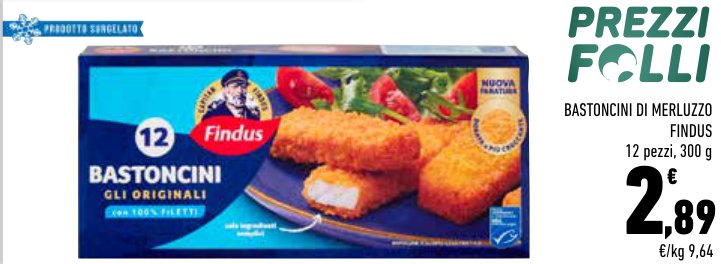 Bastoncini di merluzzo Findus, 12 pezzi, 300 g