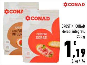 Crostini Conad dorati, integrali, 250 g
