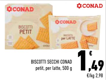 Biscotti secchi Conad petit, per latte, 500 g