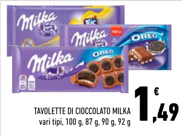 Tavolette di cioccolato Milka, vari tipi, 100 g, 87 g, 90 g, 92 g