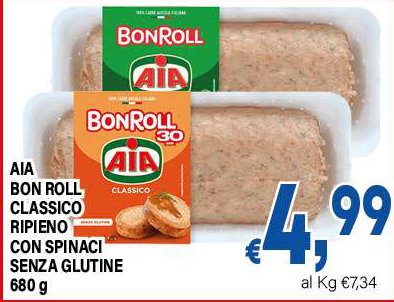 AIA Bon Roll classico ripieno con spinaci senza glutine 680 g