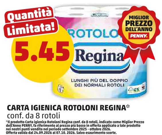 Carta igienica Rotoloni Regina, confezione da 8 rotoli