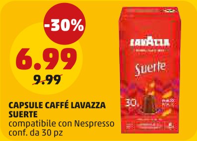 Capsule caffè Lavazza Suerte compatibili con Nespresso, confezione da 30 pezzi