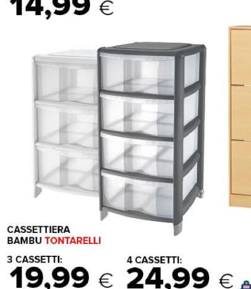 Cassettiera bambù 3 cassetti