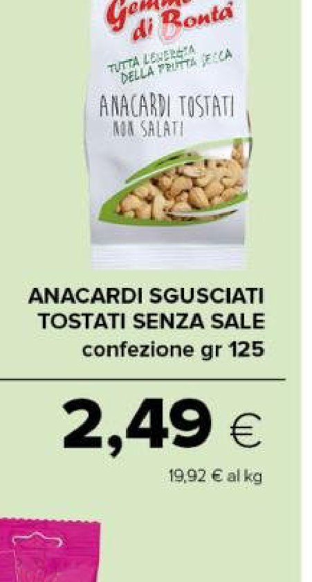 Anacardi sgusciati tostati senza sale