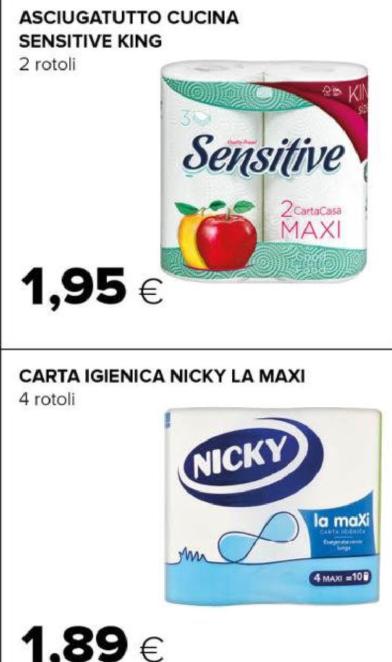 Asciugapiatti cucina Sensitive King, 2 rotoli