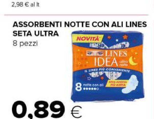 Assorbenti notte con ali Lines Seta Ultra