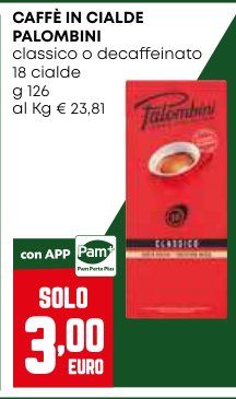 Caffè in cialde Palombini, classico o decaffeinato, 18 cialde