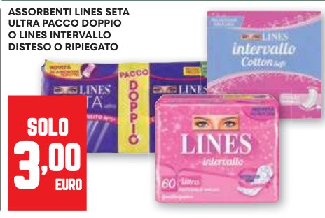 Assorbenti Lines Seta Ultra pacco doppio o Lines Intervallo disteso o ripiegato