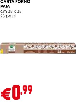 Carta forno PAM, 38 x 38 cm, 25 pezzi