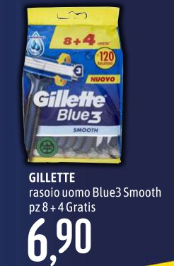 Blue3 Smooth rasoio uomo, confezione pz 8 + 4 gratis