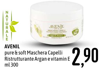 Avenil Pure & Soft Maschera Capelli Ristrutturante Argan e vitamina E ml 300