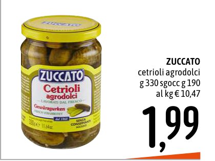 Cetrioli agrodolci g 330, sgocc. g 190