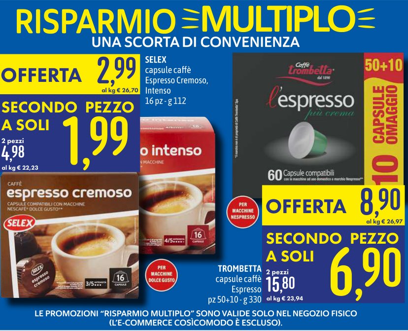 Capsule caffè Espresso Cremoso e Intenso, 16 pezzi, 112 g