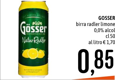 Birra radler limone 0,0% alcol cl 50