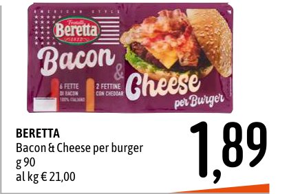 Bacon & Cheese per burger, 90 g