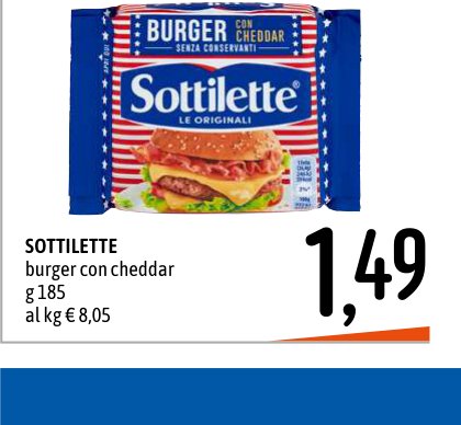 Burger con cheddar, 185 g