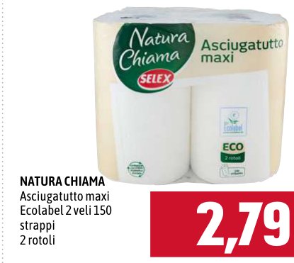 Asciugatutto maxi Ecolabel 2 veli, 150 strappi - 2 rotoli