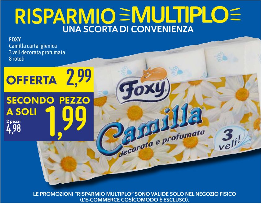 Carta igienica Camilla decorata e profumata, 3 veli, 8 rotoli