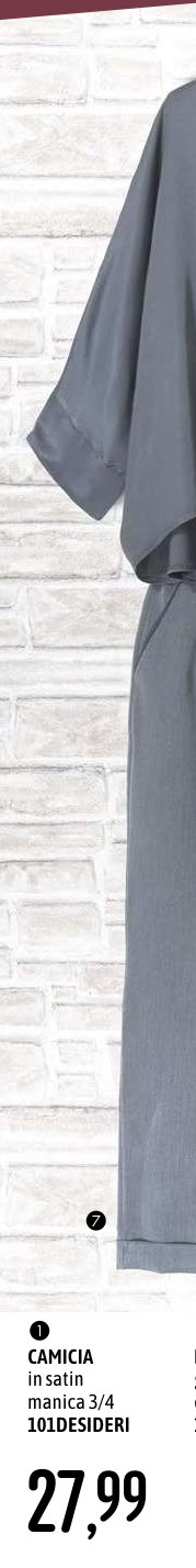 Camicia in satin manica 3/4