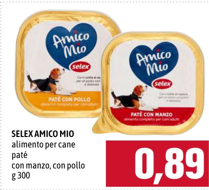 Alimento per cane paté con manzo, con pollo 300 g