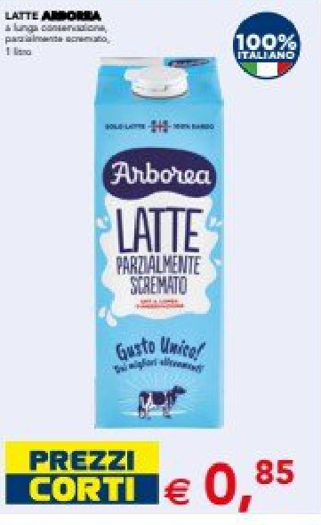 Latte Arborea parzialmente scremato a lunga conservazione, 1 litro