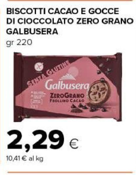 Biscotti cacao e gocce di cioccolato Zero Grano, 220 g