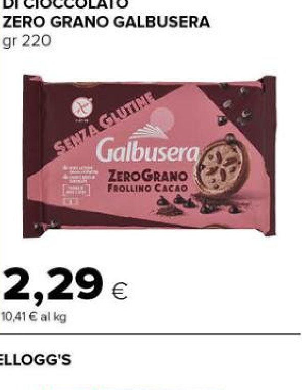 Biscotti cacao e gocce di cioccolato Zero Grano Galbusera 220 g