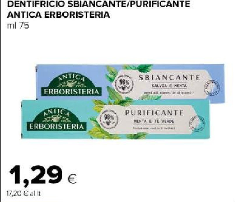Dentifricio sbiancante/purificante Antica Erboristeria 75 ml