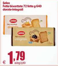 Fette biscottate, 72 fette, dorate integrali, 640 g