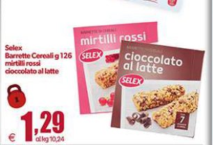 Barrette cereali g 126 mirtilli rossi e cioccolato al latte