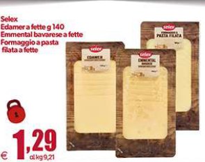 Edamer a fette g 140 / Emmental bavarese a fette / Formaggio a pasta filata a fette
