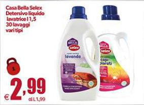 Detergente liquido lavatrice 1,5 l 30 lavaggi vari tipi
