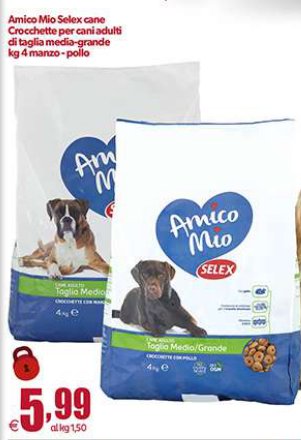 Crocchette per cani adulti di taglia media-grande, manzo-pollo, 4 kg