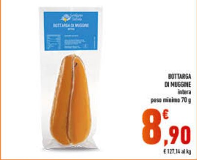 Bottarga di muggine intera, peso minimo 70 g