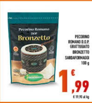 Pecorino Romano DOP grattugiato Bronzetto, 100 g