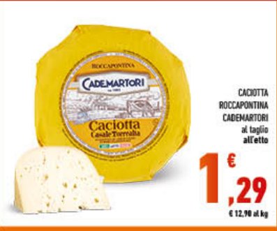 Caciotta Roccapontina Cademartori al taglio all'etto