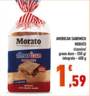 American sandwich Morato classico grano duro 550 g / integrale 600 g