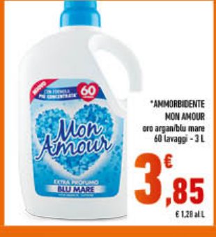 Ammorbidente Mon Amour Oro Argan/Blu Mare 60 lavaggi 3 L