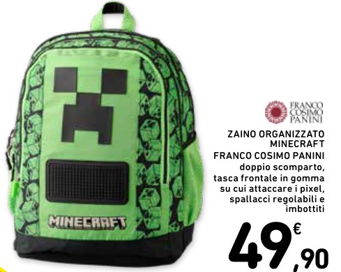 Zaino organizzato Minecraft