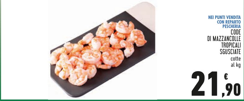 Code di mazzancolle tropicali sgusciate cotte
