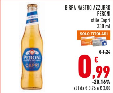 Birra Nastro Azzurro Peroni stile Capri 330 ml