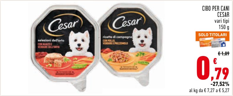 Cibo per cani Cesar, vari tipi 150 g