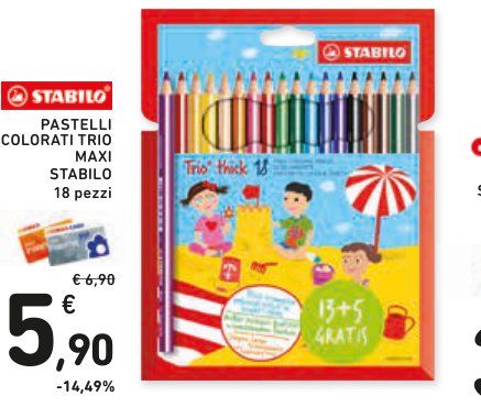 Pastelli colorati Trio Maxi Stabilo, 18 pezzi